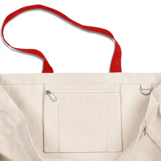 Kooshty Barbados Large Cotton Beach Bag Red Pocket
